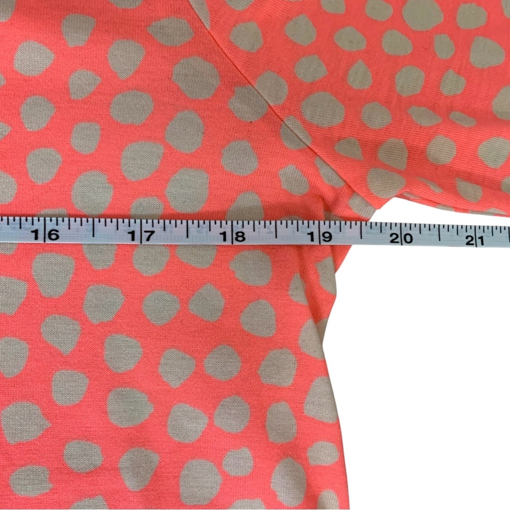 LuLaRoe Lynnae Neon Orange Cream Polka Dot Scoop Neck High Low Long Sleeve Top - Picture 7 of 12